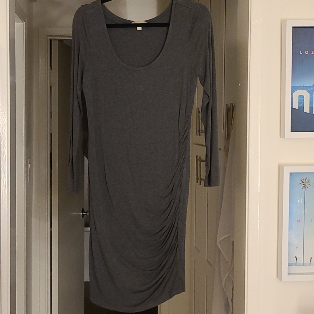 Grey banana republic cotton ruched dress M
